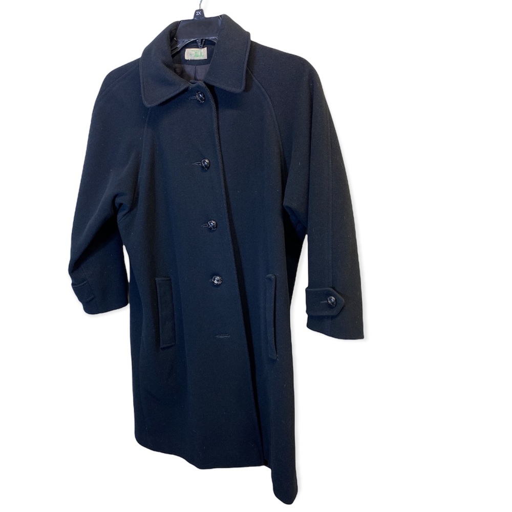 Vintage Made In USA Black  100% Pure Wool Coat Size 1X